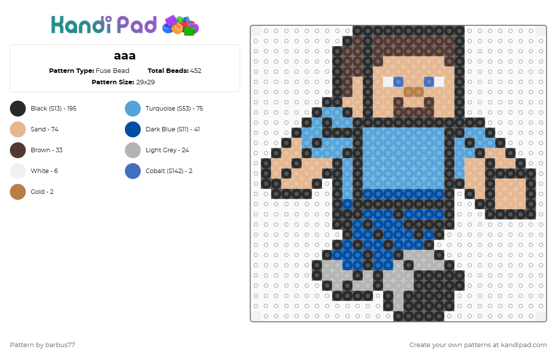 aaa - Fuse Bead Pattern by barbus77 on Kandi Pad - light blue,beige
