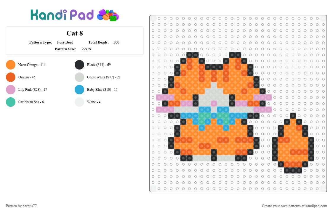 Cat 8 - Fuse Bead Pattern by barbus77 on Kandi Pad - orange