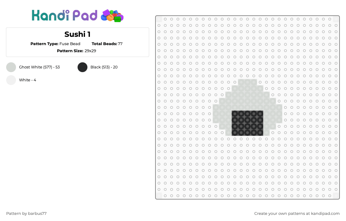 Sushi 1 - Fuse Bead Pattern by barbus77 on Kandi Pad - white