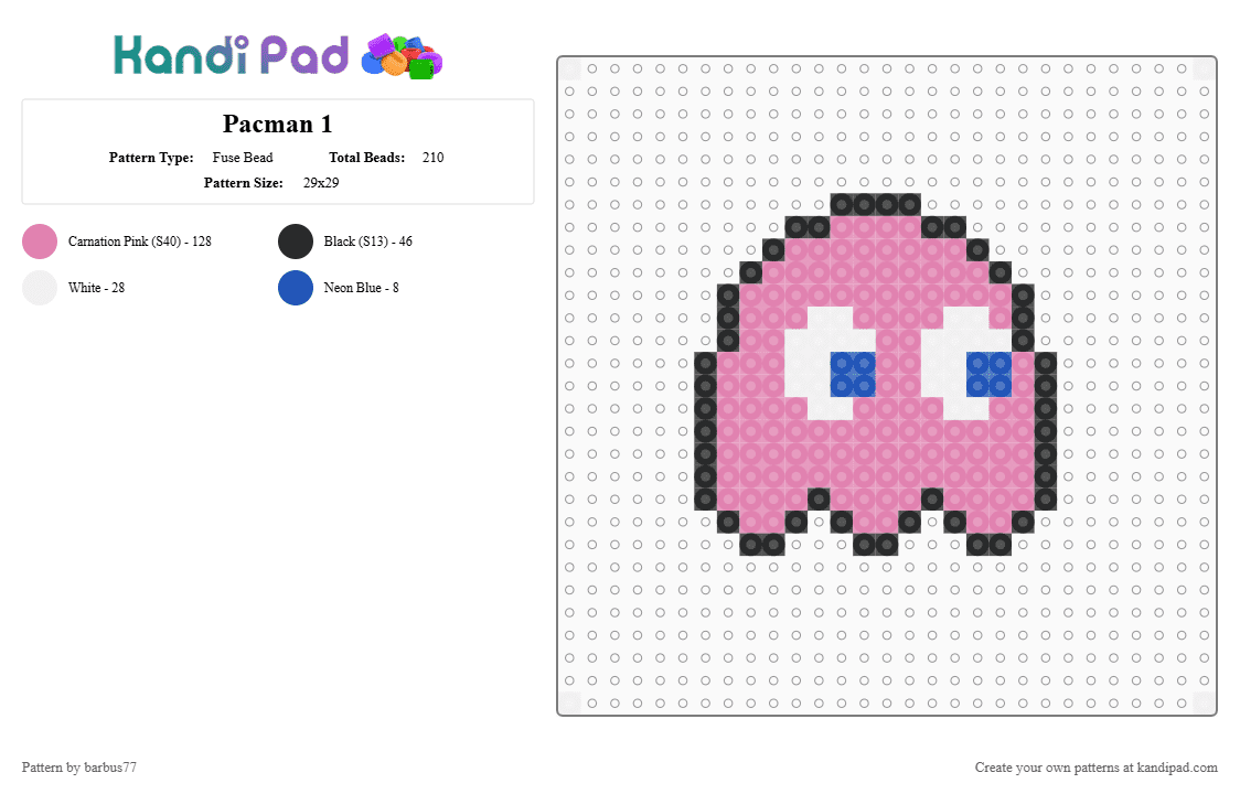 Pacman 1 - Fuse Bead Pattern by barbus77 on Kandi Pad - pink