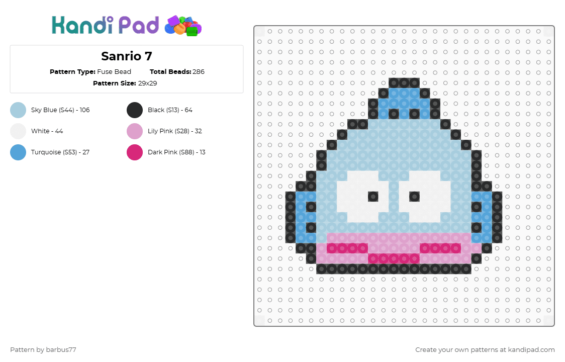 Sanrio 7 - Fuse Bead Pattern by barbus77 on Kandi Pad - light blue