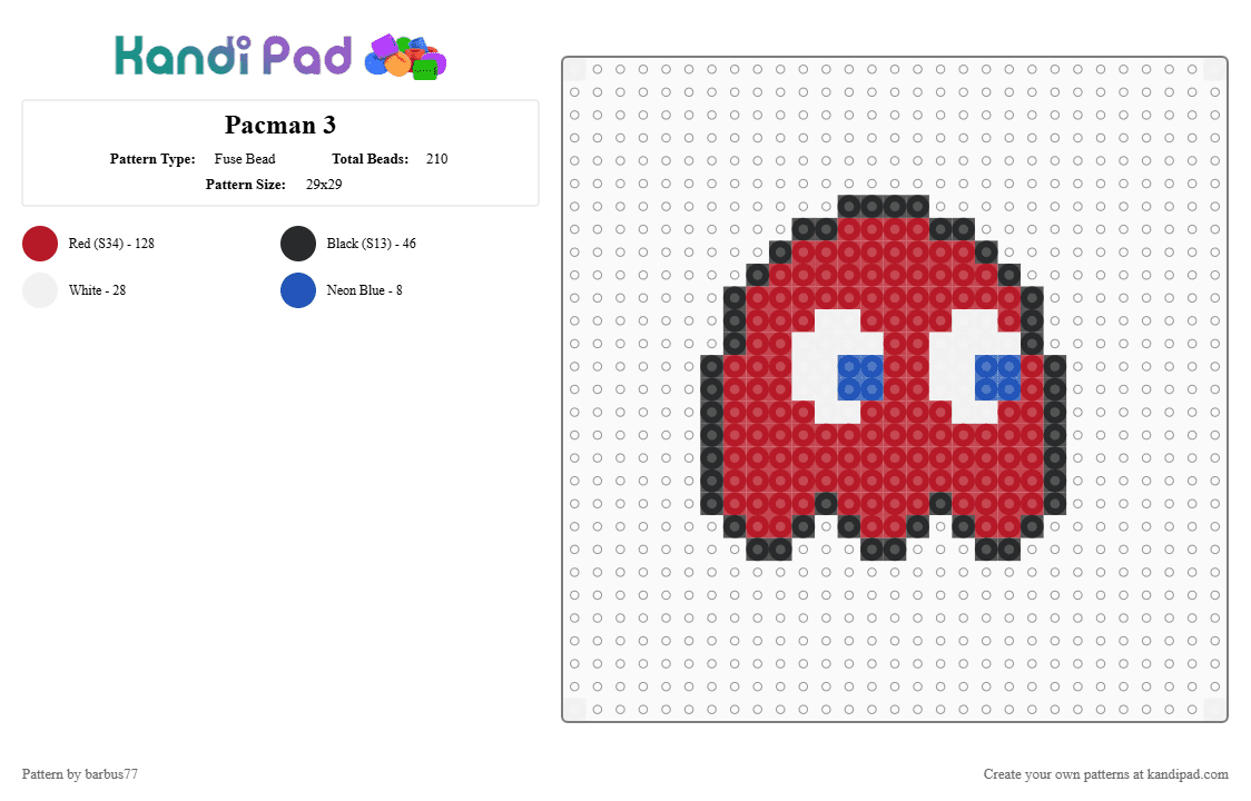 Pacman 3 - Fuse Bead Pattern by barbus77 on Kandi Pad - red