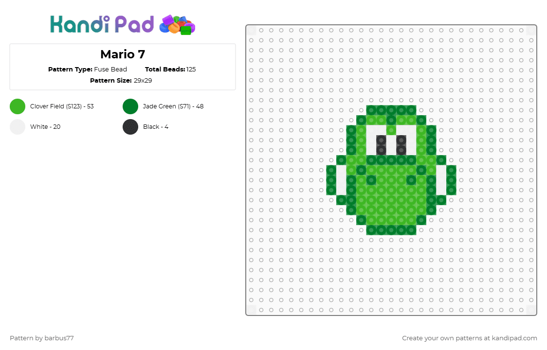 Mario 7 - Fuse Bead Pattern by barbus77 on Kandi Pad - green