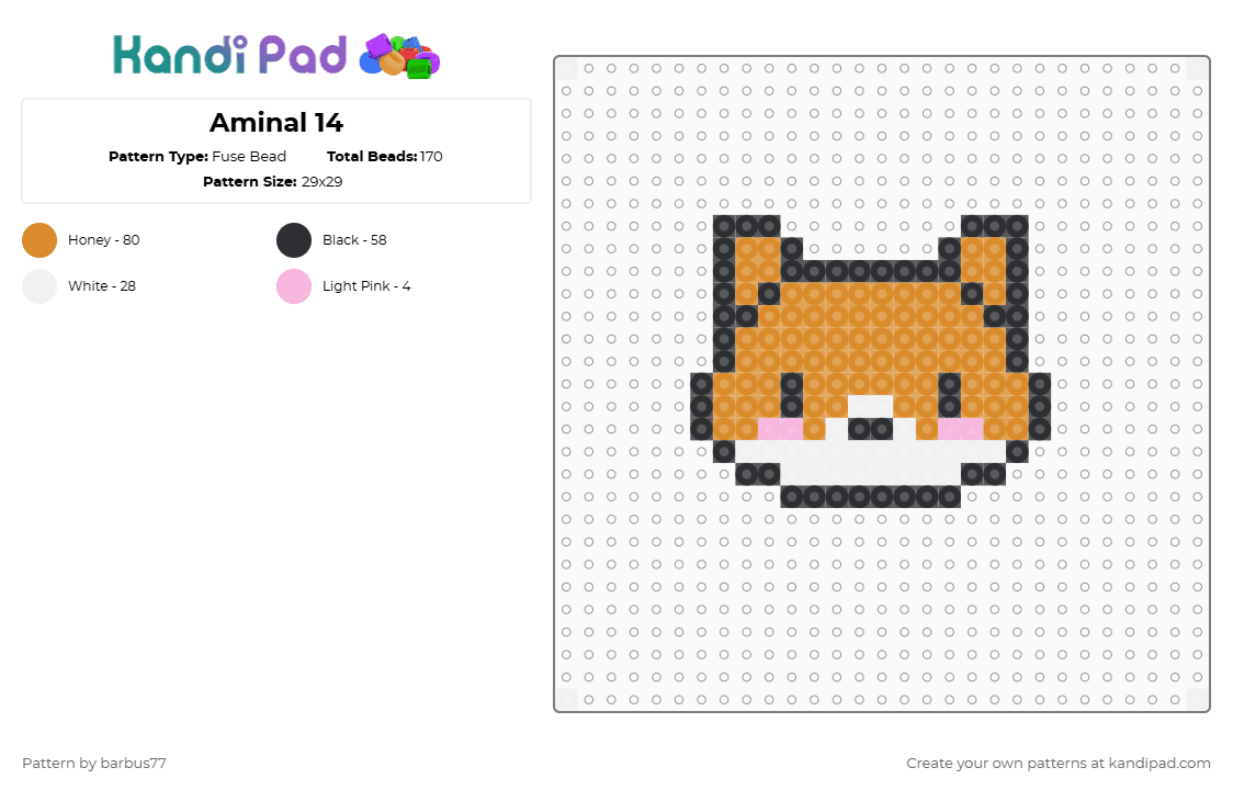 Aminal 14 - Fuse Bead Pattern by barbus77 on Kandi Pad - orange