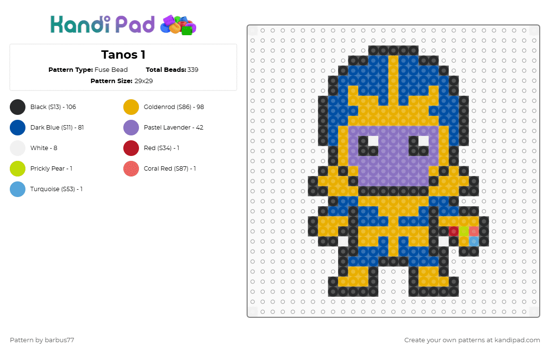 Tanos 1 - Fuse Bead Pattern by barbus77 on Kandi Pad - thanos,marvel,villain,character,orange,blue