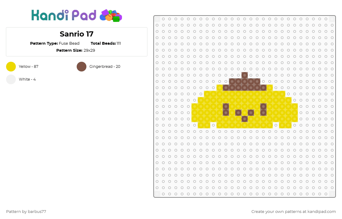 Sanrio 17 - Fuse Bead Pattern by barbus77 on Kandi Pad - yellow