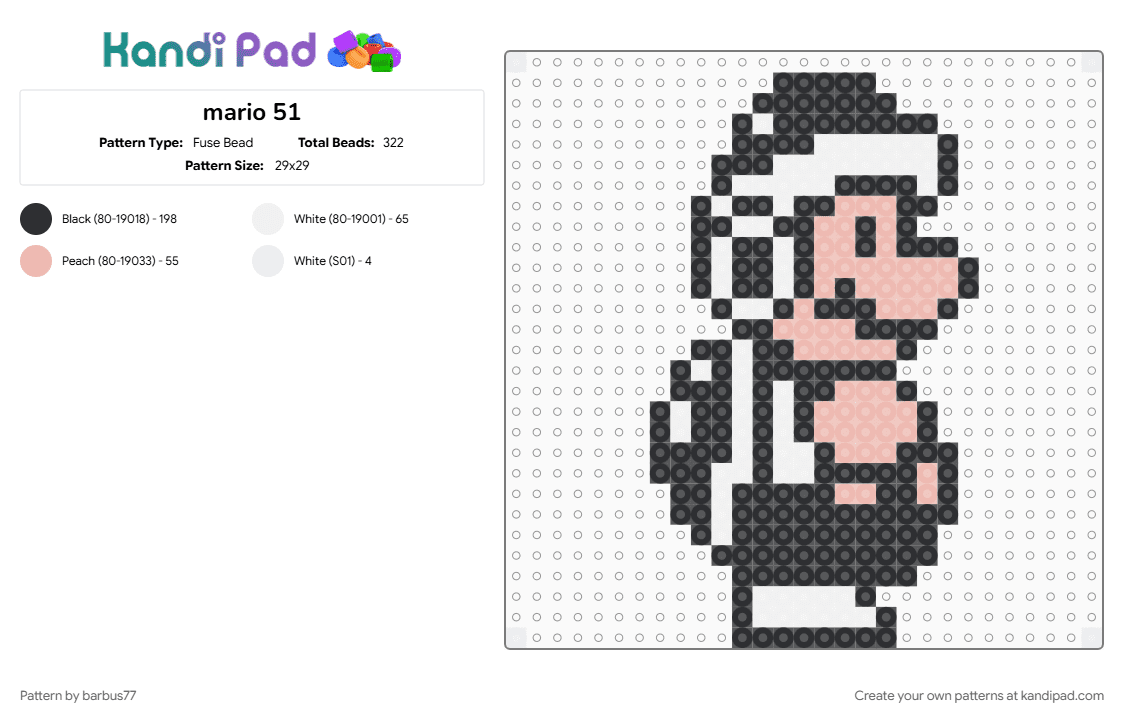 mario 51 - Fuse Bead Pattern by barbus77 on Kandi Pad - beige, white