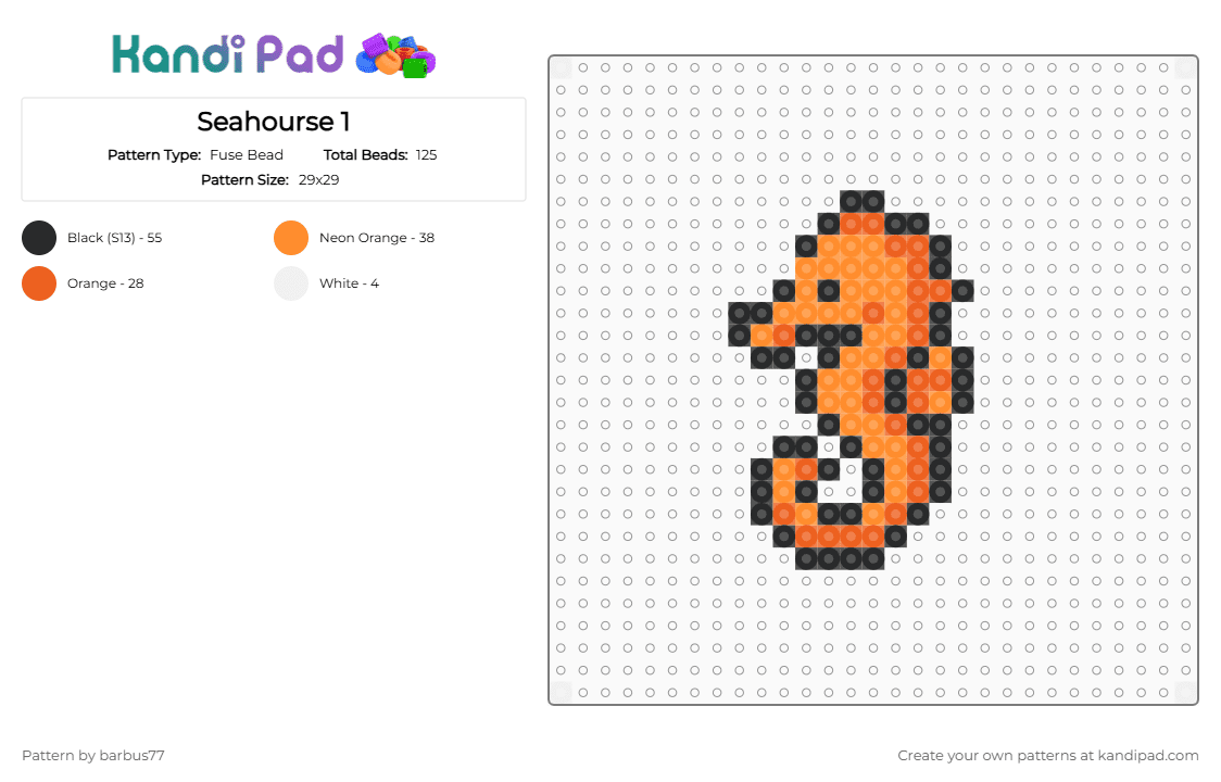 Seahourse 1 - Fuse Bead Pattern by barbus77 on Kandi Pad - orange