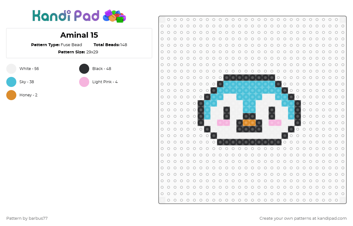 Aminal 15 - Fuse Bead Pattern by barbus77 on Kandi Pad - white,light blue
