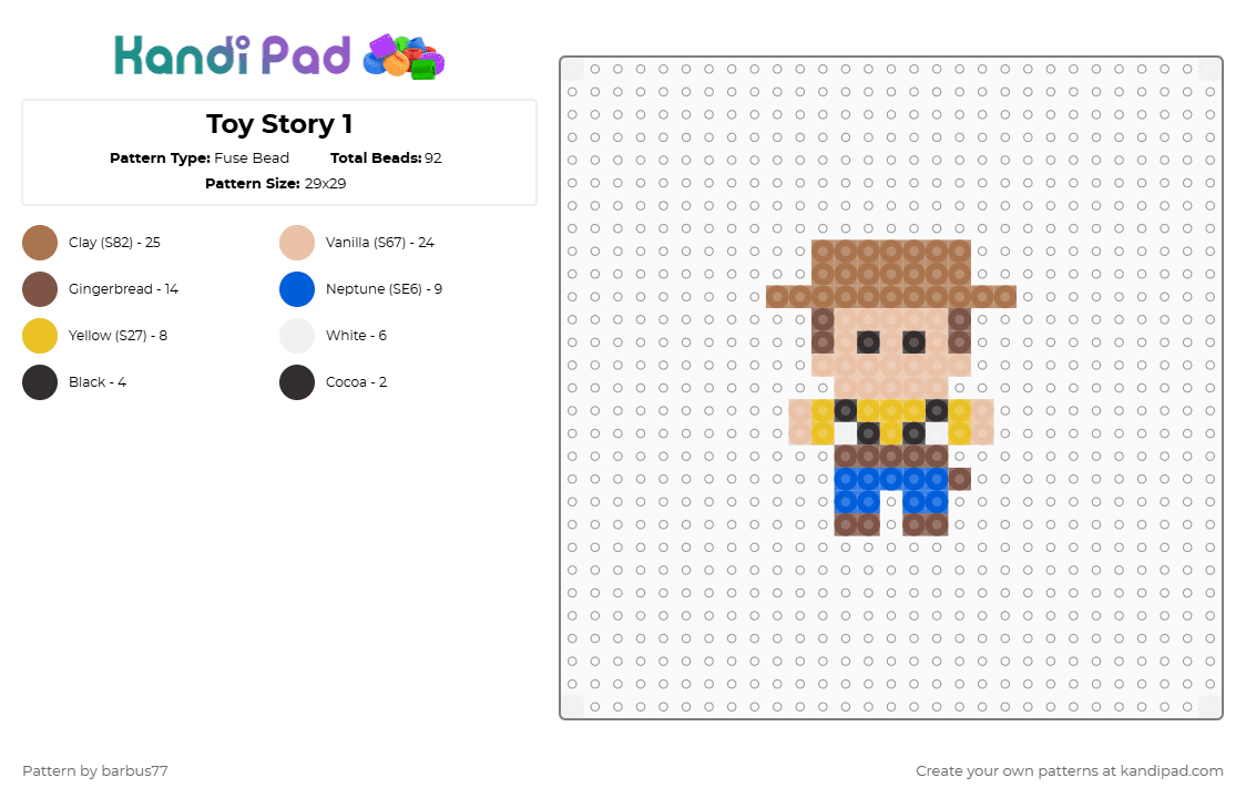 Toy Story 1 - Fuse Bead Pattern by barbus77 on Kandi Pad - beige, tan