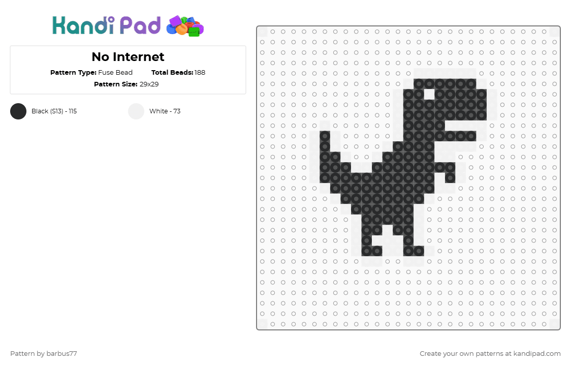 No Internet - Fuse Bead Pattern by barbus77 on Kandi Pad - black, white