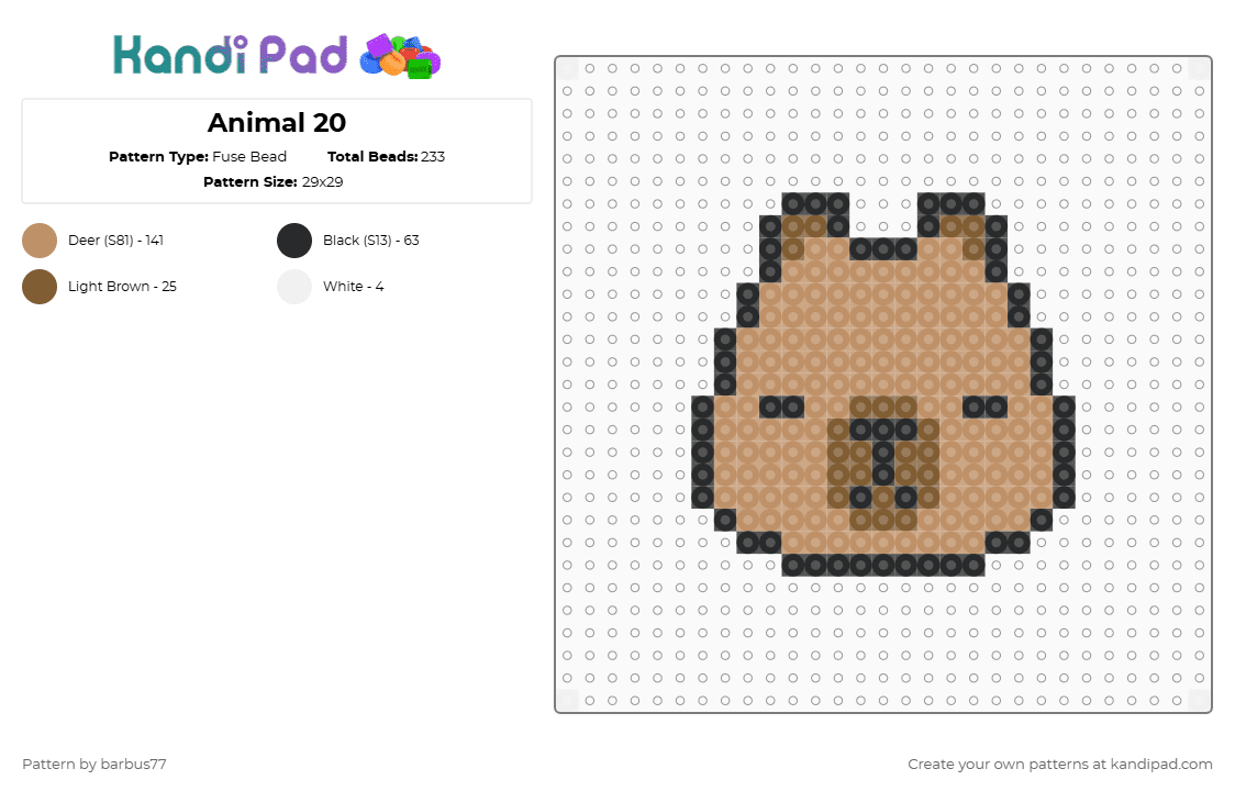 Animal 20 - Fuse Bead Pattern by barbus77 on Kandi Pad - tan