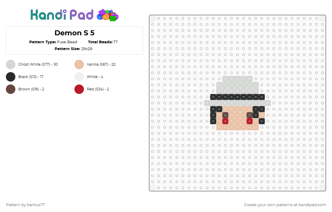 Demon S 5 - Fuse Bead Pattern by barbus77 on Kandi Pad - beige, white