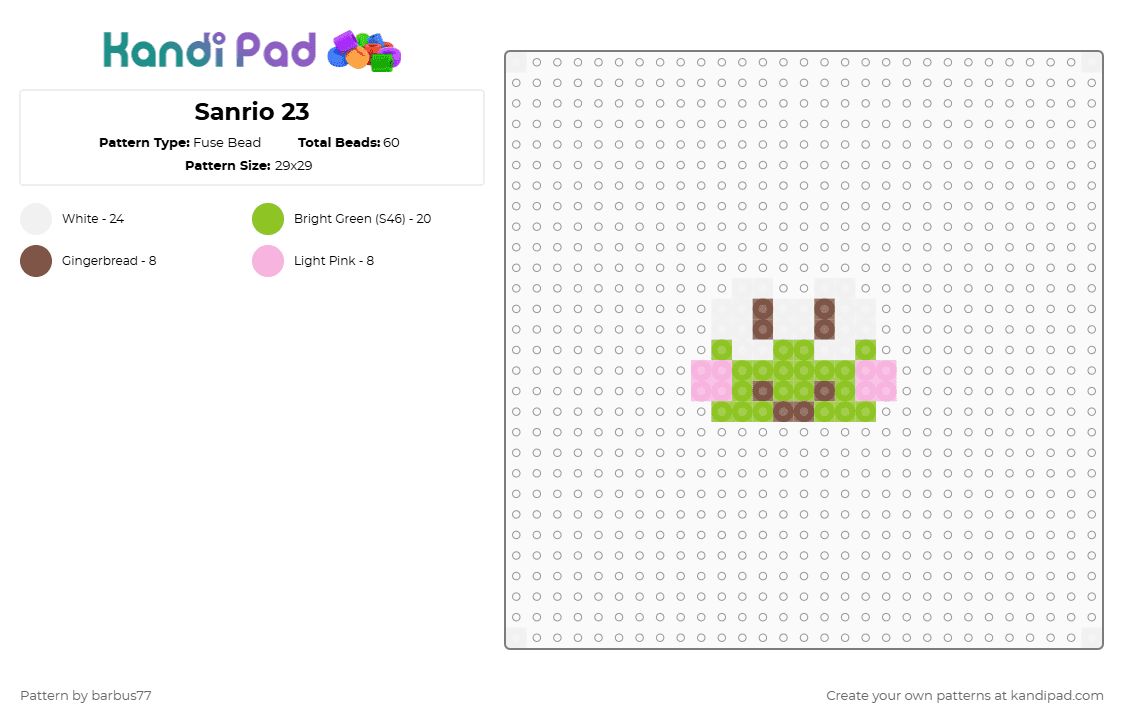 Sanrio 23 - Fuse Bead Pattern by barbus77 on Kandi Pad - green