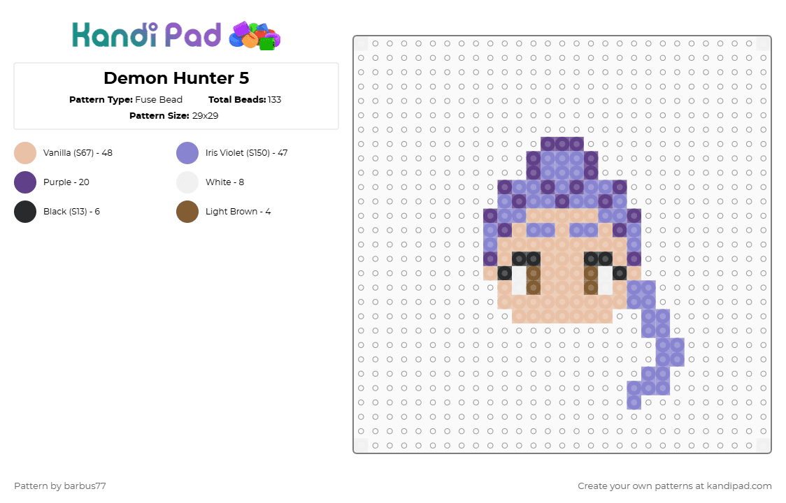 Demon Hunter 5 - Fuse Bead Pattern by barbus77 on Kandi Pad - beige, blue