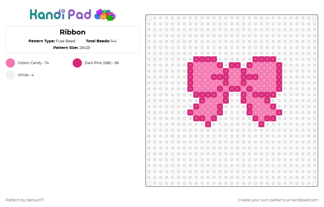 Ribbon - Fuse Bead Pattern by barbus77 on Kandi Pad - pink