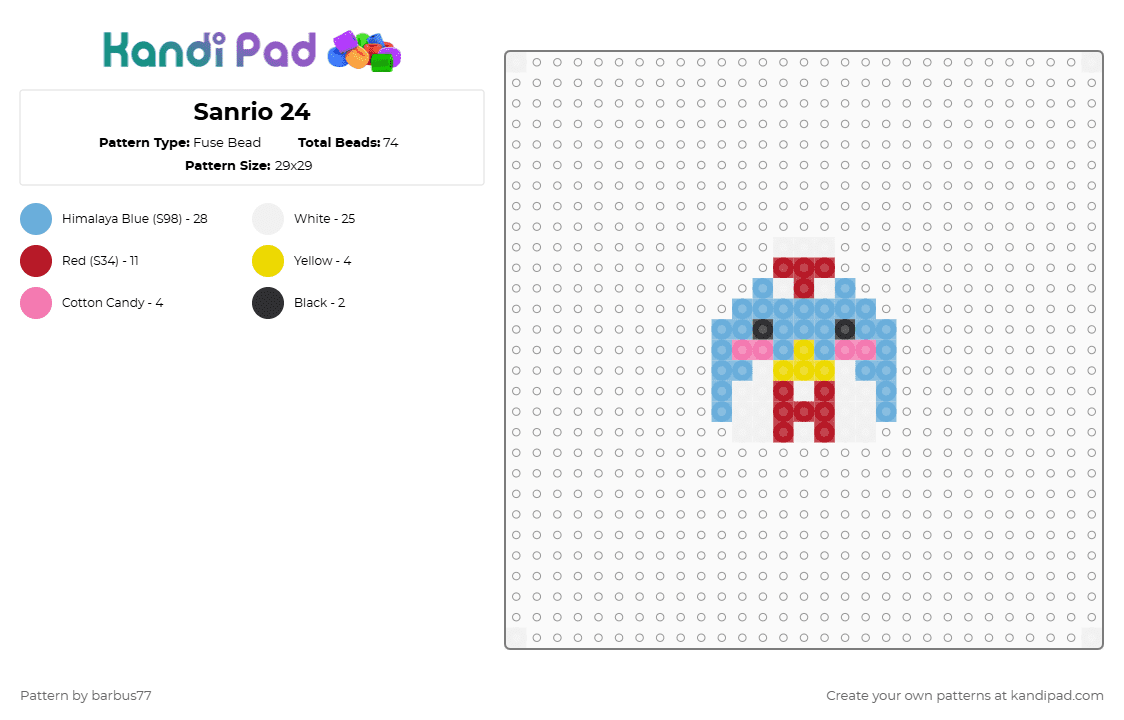 Sanrio 24 - Fuse Bead Pattern by barbus77 on Kandi Pad - light blue