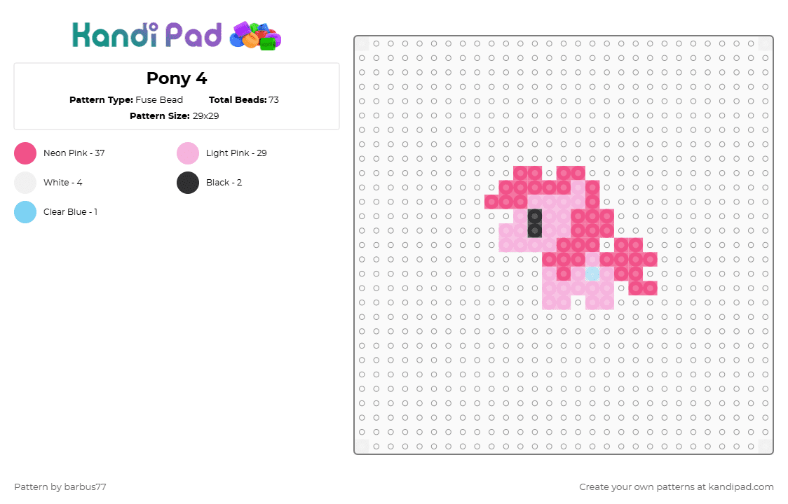 Pony 4 - Fuse Bead Pattern by barbus77 on Kandi Pad - pink