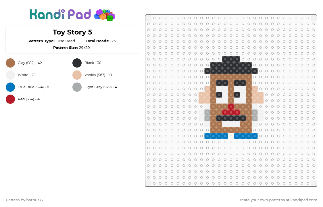 Toy Story 5 - Fuse Bead Pattern by barbus77 on Kandi Pad - tan