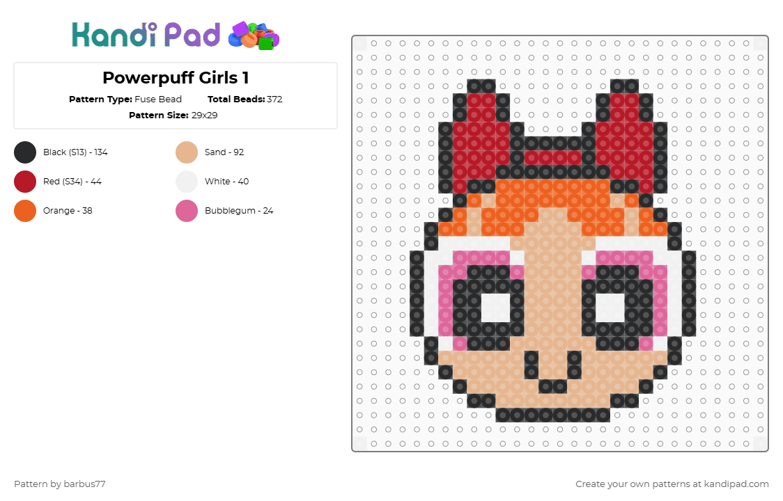Powerpuff Girls 1 - Fuse Bead Pattern by barbus77 on Kandi Pad - beige
