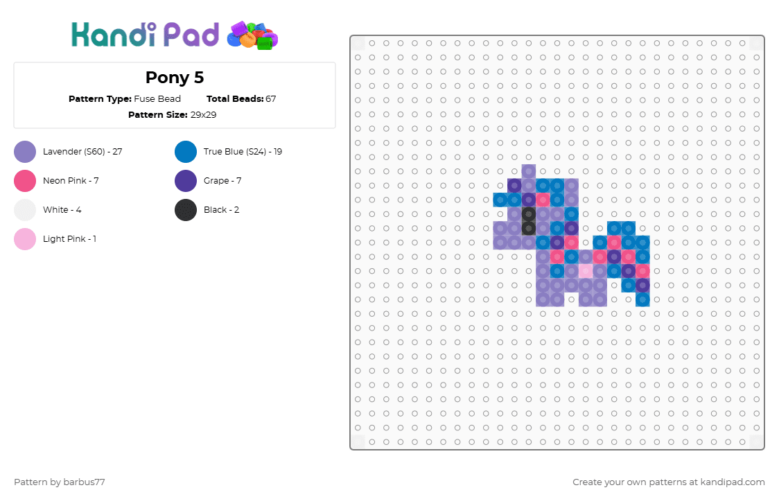 Pony 5 - Fuse Bead Pattern by barbus77 on Kandi Pad - pink
