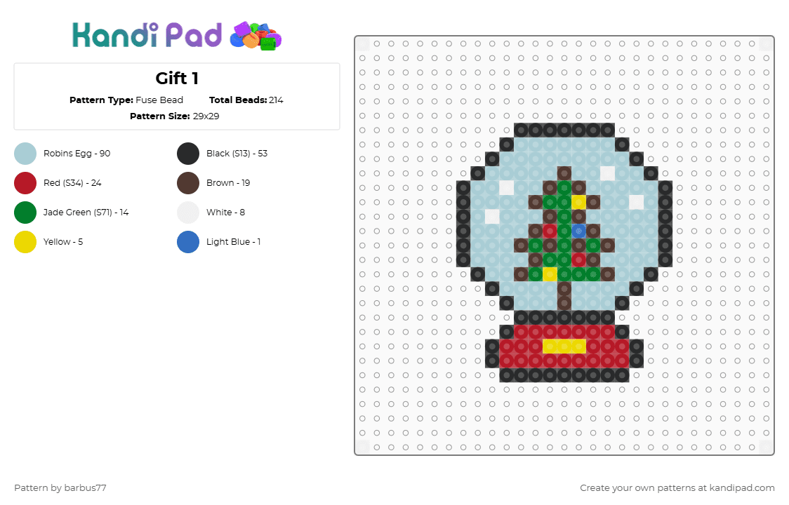 Gift 1 - Fuse Bead Pattern by barbus77 on Kandi Pad - red,light blue