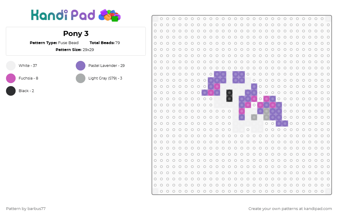 Pony 3 - Fuse Bead Pattern by barbus77 on Kandi Pad - blue