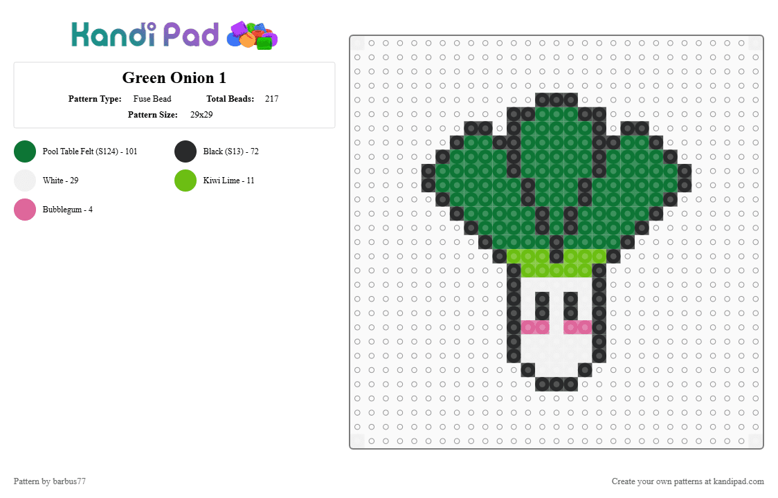 Green Onion 1 - Fuse Bead Pattern by barbus77 on Kandi Pad - green