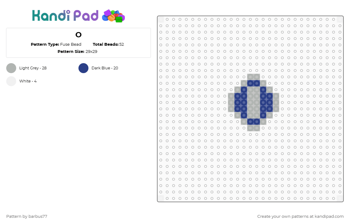 O - Fuse Bead Pattern by barbus77 on Kandi Pad - beige,blue