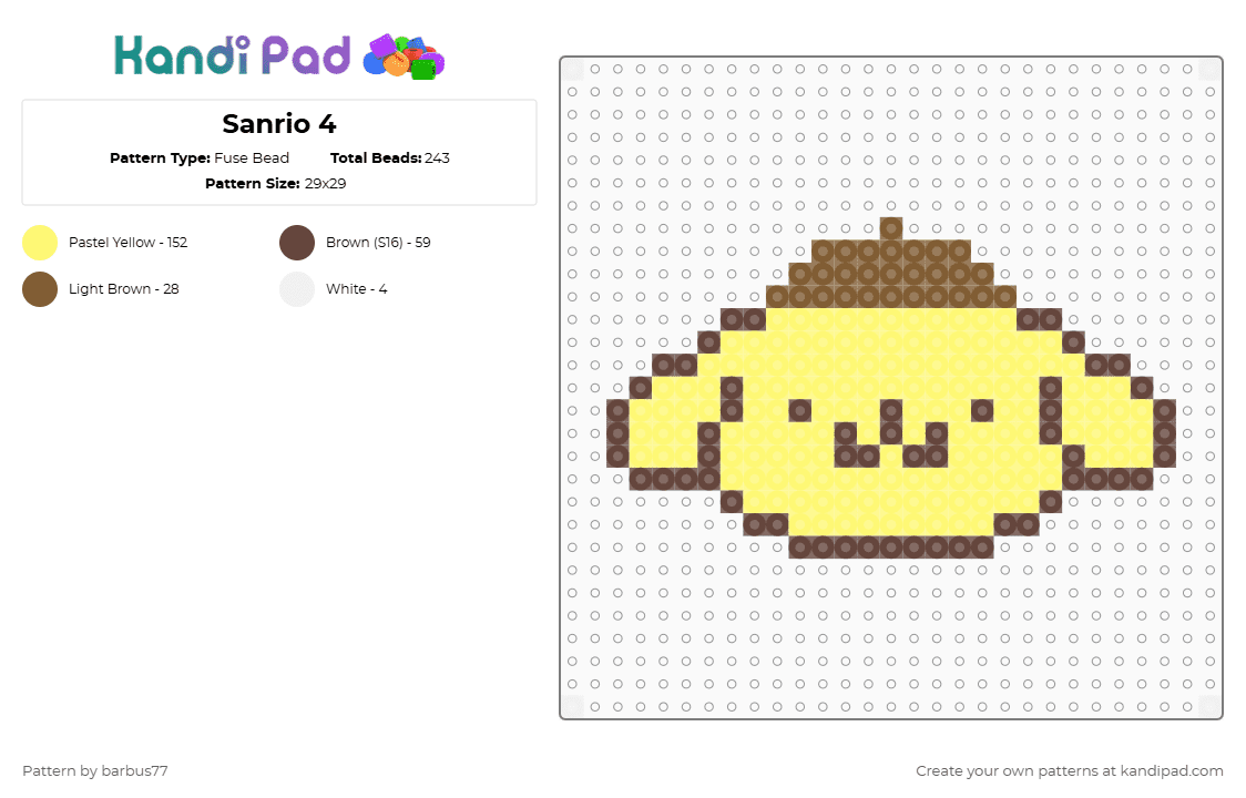 Sanrio 4 - Fuse Bead Pattern by barbus77 on Kandi Pad - yellow