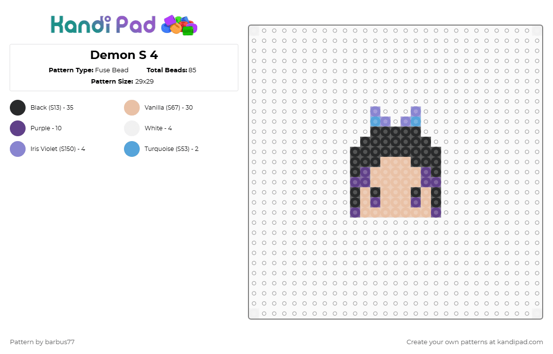Demon S 4 - Fuse Bead Pattern by barbus77 on Kandi Pad - beige