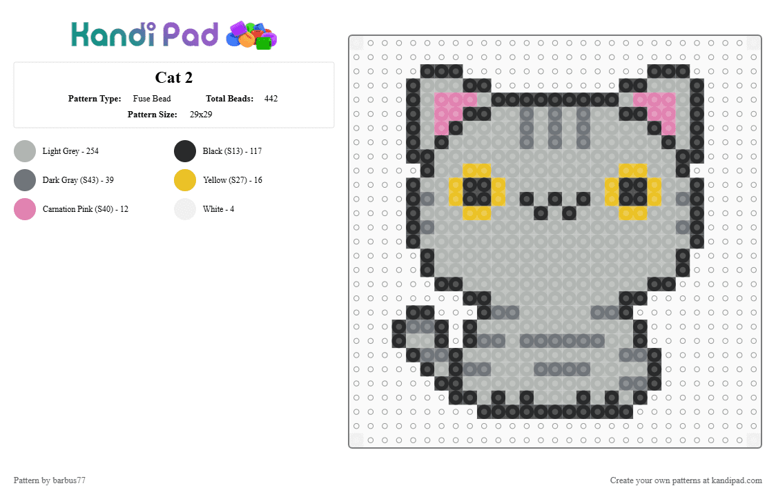 Cat 2 - Fuse Bead Pattern by barbus77 on Kandi Pad - beige