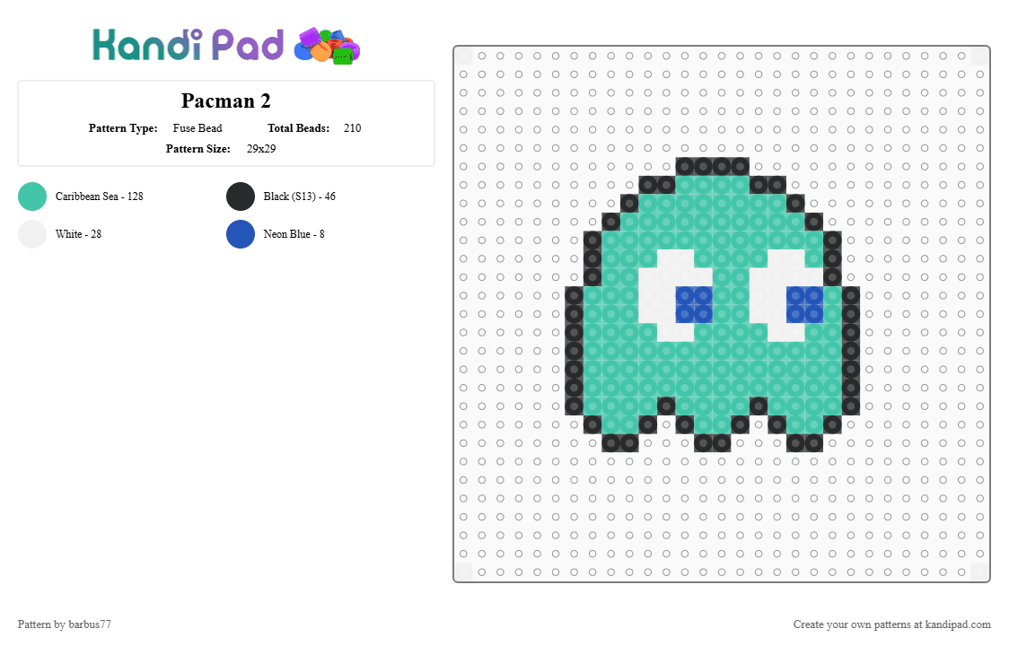 Pacman 2 - Fuse Bead Pattern by barbus77 on Kandi Pad - teal