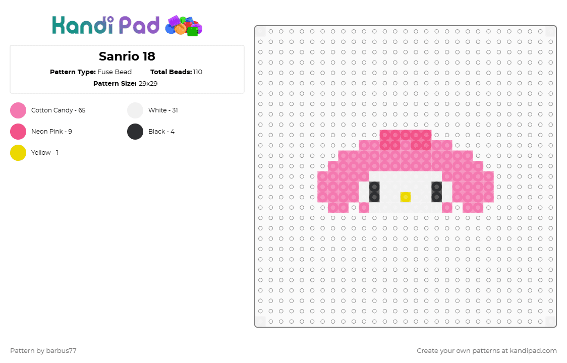Sanrio 18 - Fuse Bead Pattern by barbus77 on Kandi Pad - pink