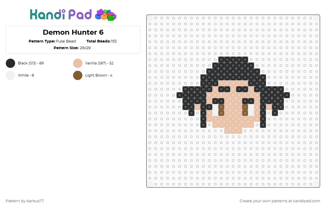 Demon Hunter 6 - Fuse Bead Pattern by barbus77 on Kandi Pad - beige, black