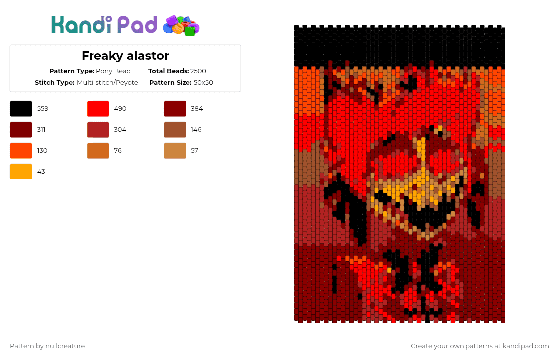 Freaky alastor - Pony Bead Pattern by nullcreature on Kandi Pad - red