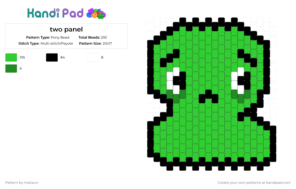 two panel - Pony Bead Pattern by maliaurr on Kandi Pad - green,tpot,bfdi,two,boost,bfdia,bfb,panel,bag