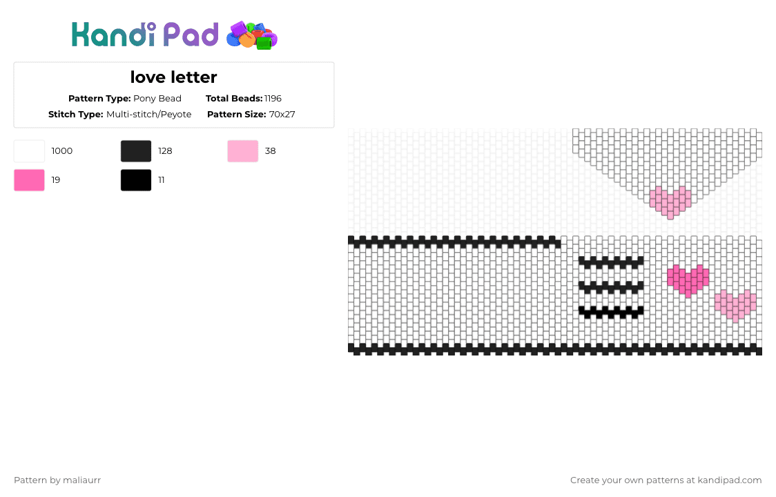 love letter - Pony Bead Pattern by maliaurr on Kandi Pad - white