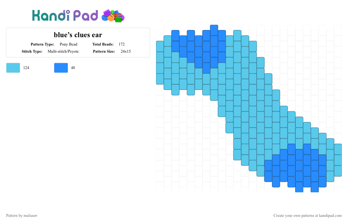 blue’s clues ear - Pony Bead Pattern by maliaurr on Kandi Pad - light blue