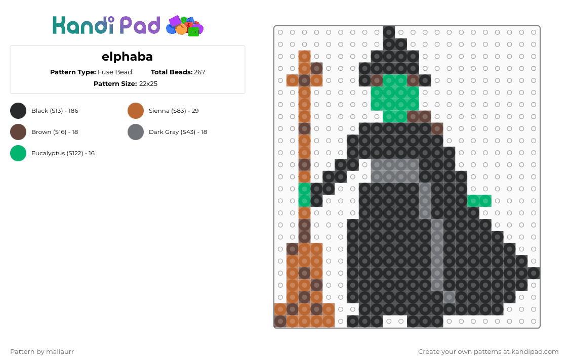 elphaba - Fuse Bead Pattern by maliaurr on Kandi Pad - black,tan,wicked,elphaba,glinda
