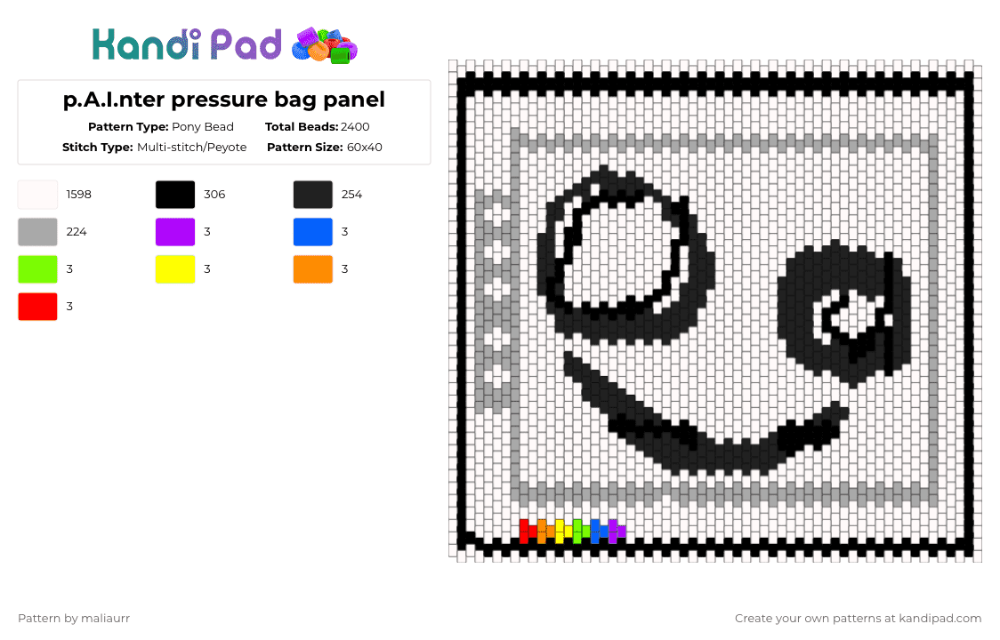 p.A.I.nter pressure bag panel - Pony Bead Pattern by maliaurr on Kandi Pad - white,beige,pressure,roblox,painter,z779,bag,panel,horror,ai
