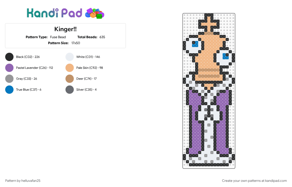 Kinger!! - Fuse Bead Pattern by helluvafan25 on Kandi Pad - beige, pink