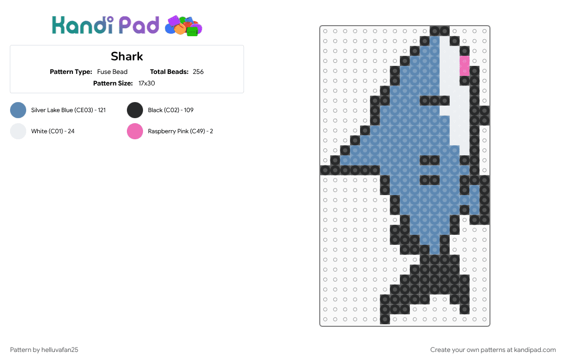 Shark - Fuse Bead Pattern by helluvafan25 on Kandi Pad - blue, shark