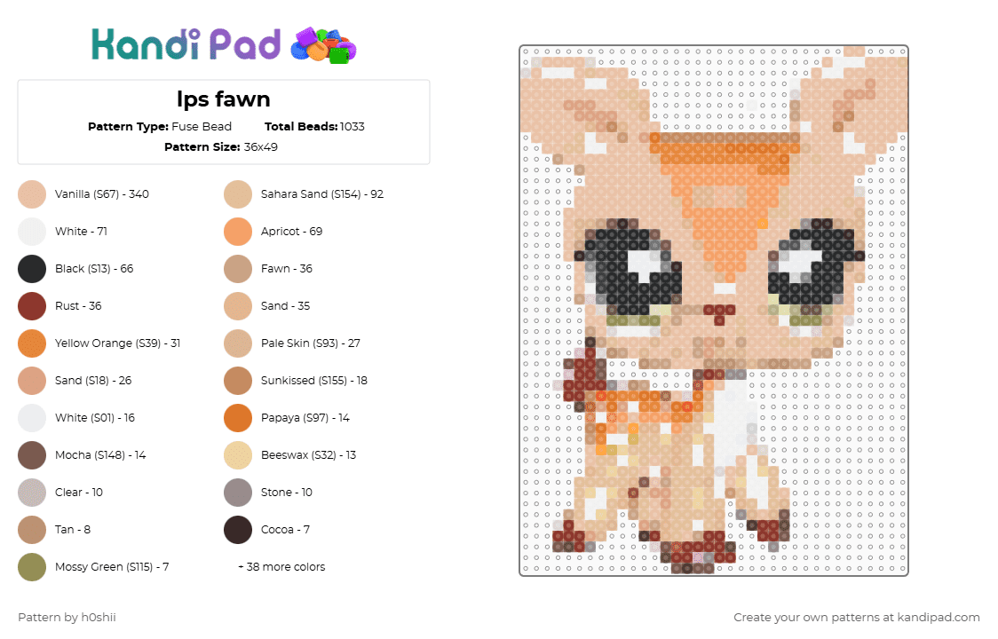 lps fawn - Fuse Bead Pattern by h0shii on Kandi Pad - beige,orange