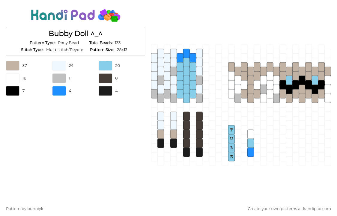 Bubby Doll ^_^ - Pony Bead Pattern by bunniylr on Kandi Pad - beige,hlvrai,halflife,half life,doll,white,brown,blue