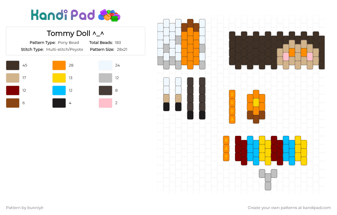 Tommy Doll ^_^ - Pony Bead Pattern by bunniylr on Kandi Pad - beige, brown, doll, half life, halflife, hlvrai, orange, white