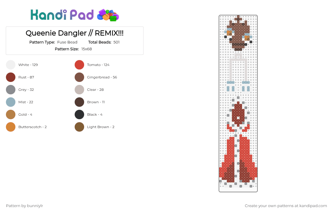 Queenie Dangler // REMIX!!! - Fuse Bead Pattern by bunniylr on Kandi Pad - tan,red