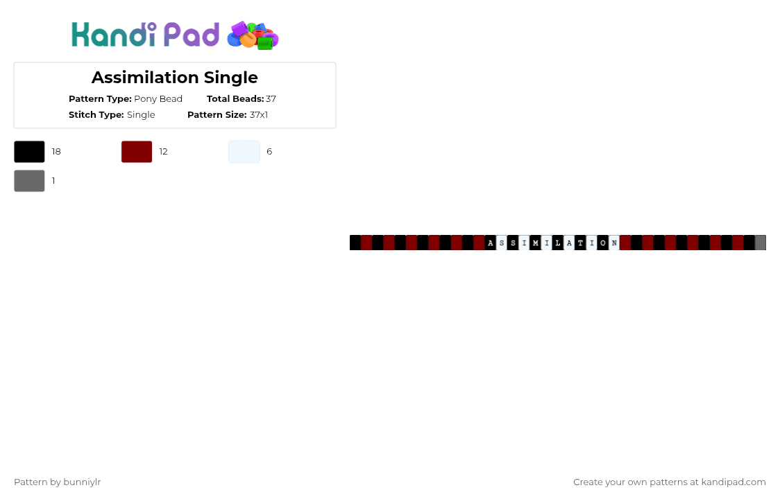 Assimilation Single - Pony Bead Pattern by bunniylr on Kandi Pad - brown,collinlock16,oneshef