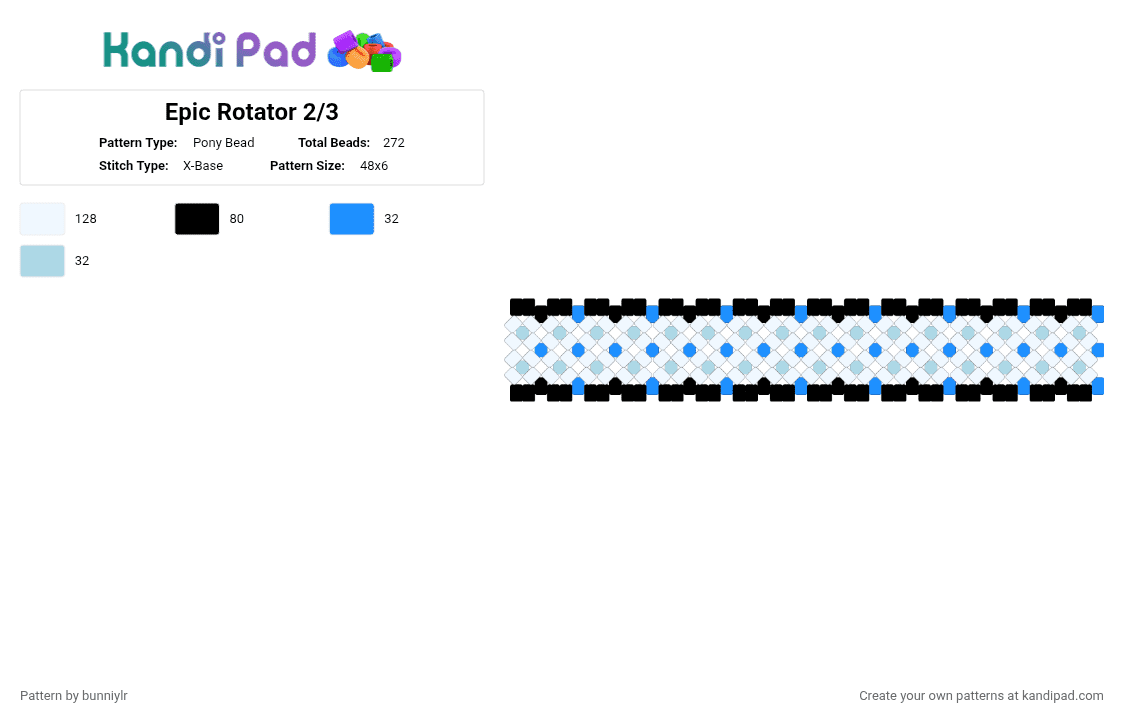 Epic Rotator 2/3 - Pony Bead Pattern by bunniylr on Kandi Pad - light blue,white,rotator,blue,black