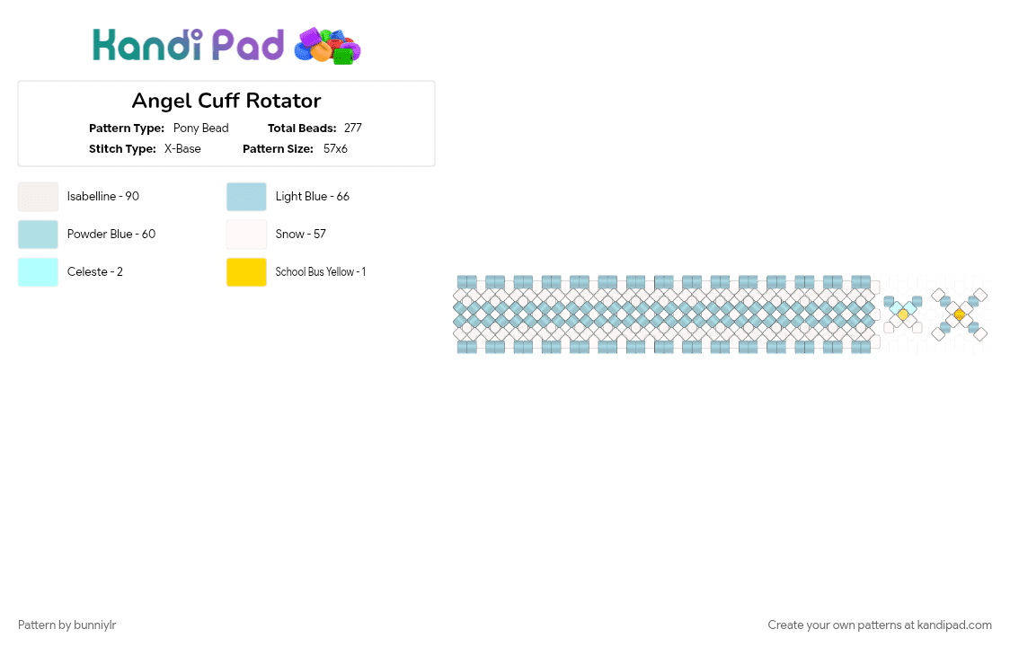 Angel Cuff Rotator + 3D Bumpers - Pony Bead Pattern by bunniylr on Kandi Pad - light blue